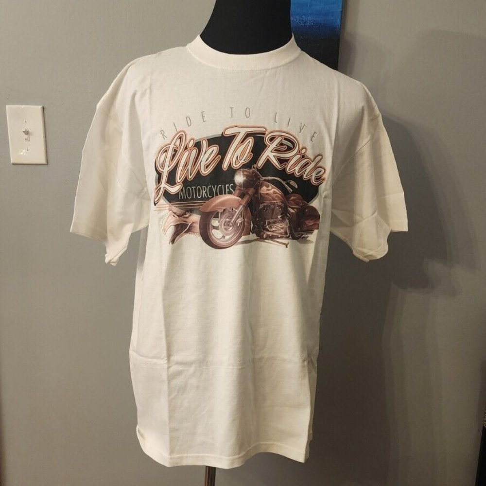 Live To Ride Ride To Live Motorcycles Vintage T-Shirt White XL